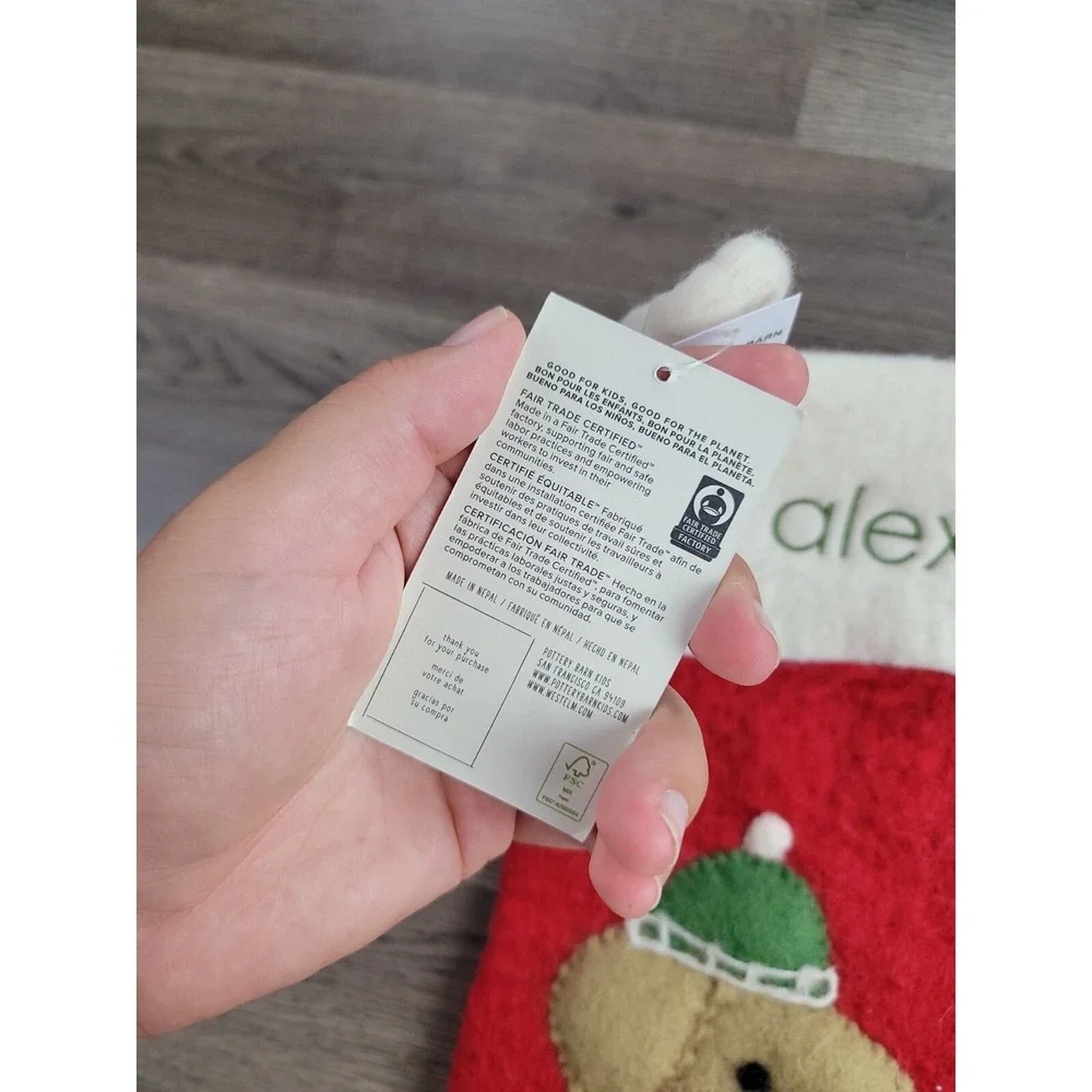 West Elm Felted Wool Christmas Stocking Puppy‎ Dog Alex Pottery Barn Holiday NWT